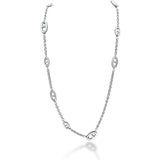 Sterling Silver Mariner & Cable Chain Station Necklace