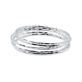 Hammered Bright Shine Sterling Silver Bangle Bracelet Matching Pack - Set of 6