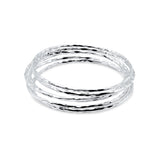 Hammered Bright Shine Sterling Silver Bangle Bracelet Matching Pack - Set of 6