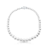 Sterling Silver Satin Finish Graduated Round Bead Necklace