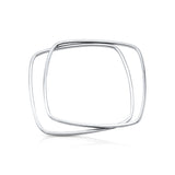 Sterling Silver Double Stack Square Bangle Bracelets - Set of 2